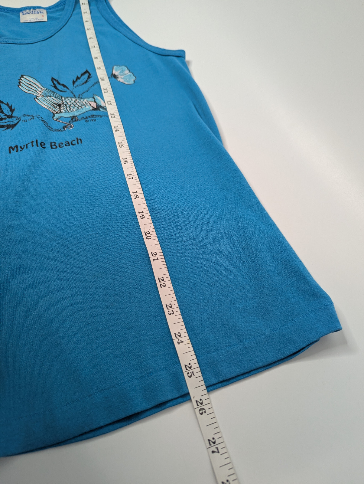 VTG Myrtle Beach Tank Top Shirt Blue Jay Bird Graphic Small TeeJays USA Made 90s gallery