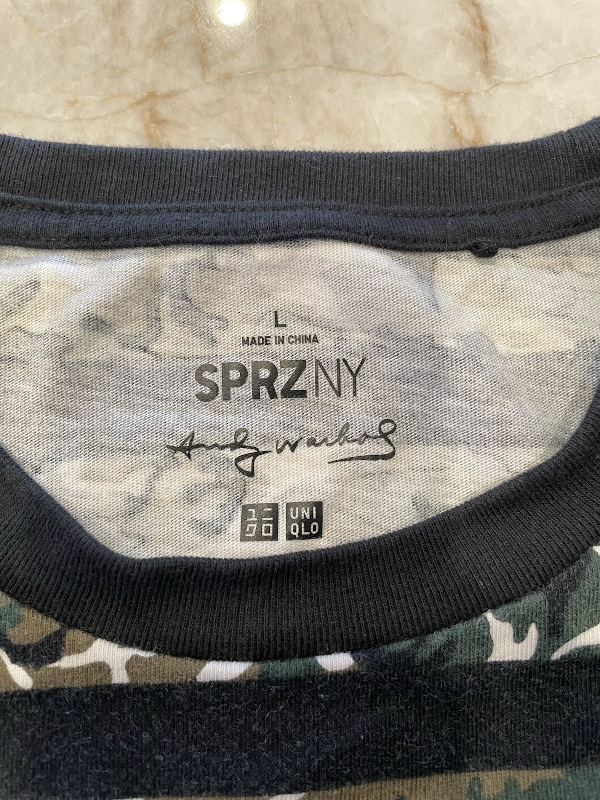 SPRZ NY - Uniqlo - Andy Warhol - Stripe Camouflage Graphic T-shirt - Men's Sz LG gallery