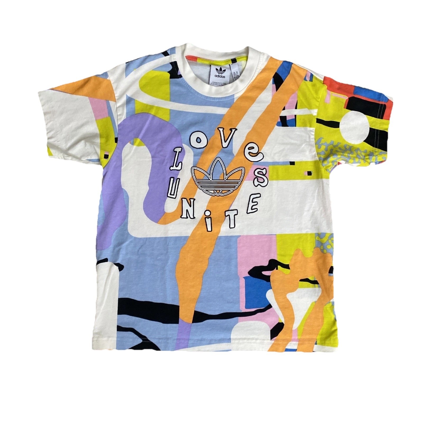 Adidas Love Unites AOP Multicolor Camo Tee T Shirt Short Sleeve XXS 2XS gallery