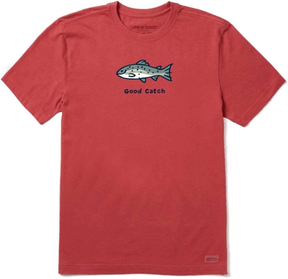 Men's Life Is Good Good Catch Fish Fishing Red SS Crusher Tee gallery