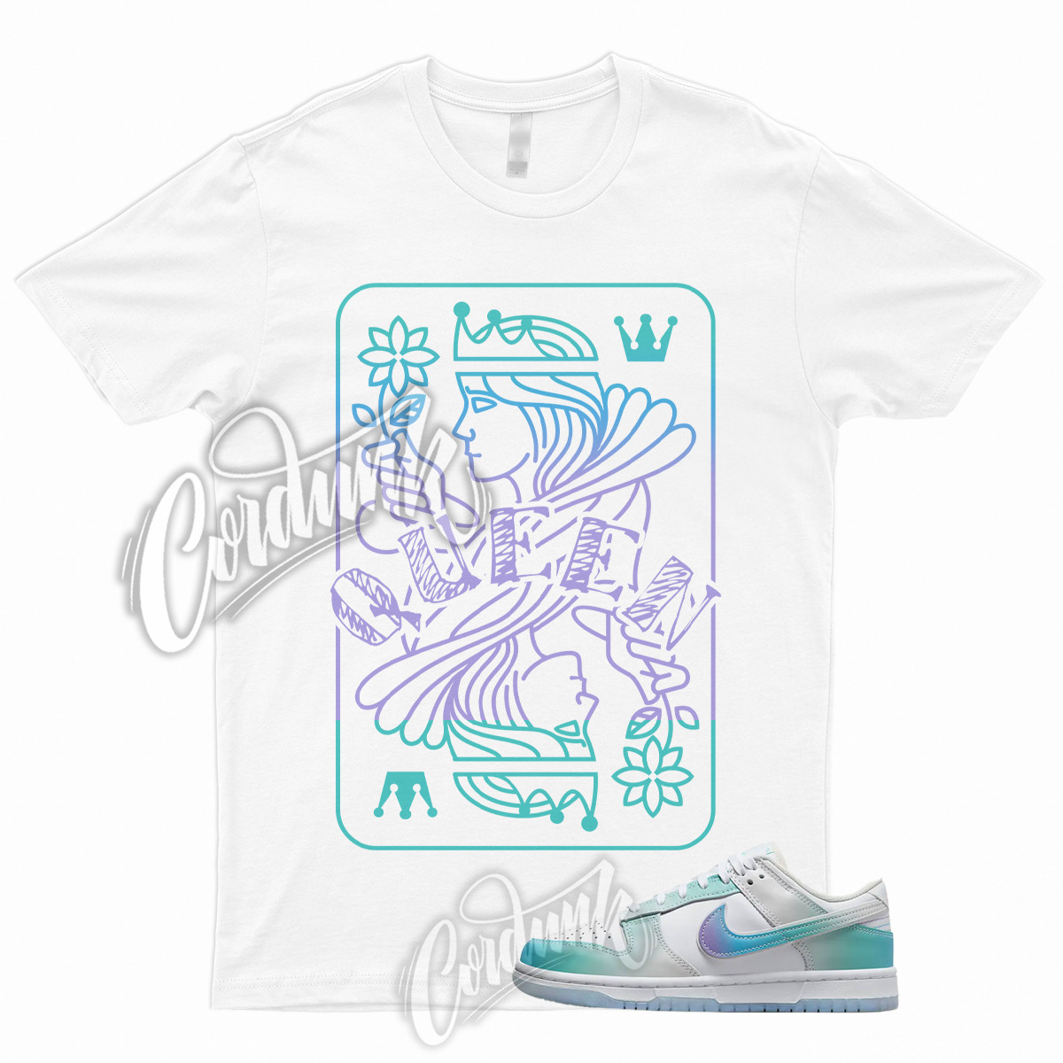 QUEEN T Shirt to Match Dunk Low Unlock Your Space Multicolor Ice Blue Menta 1