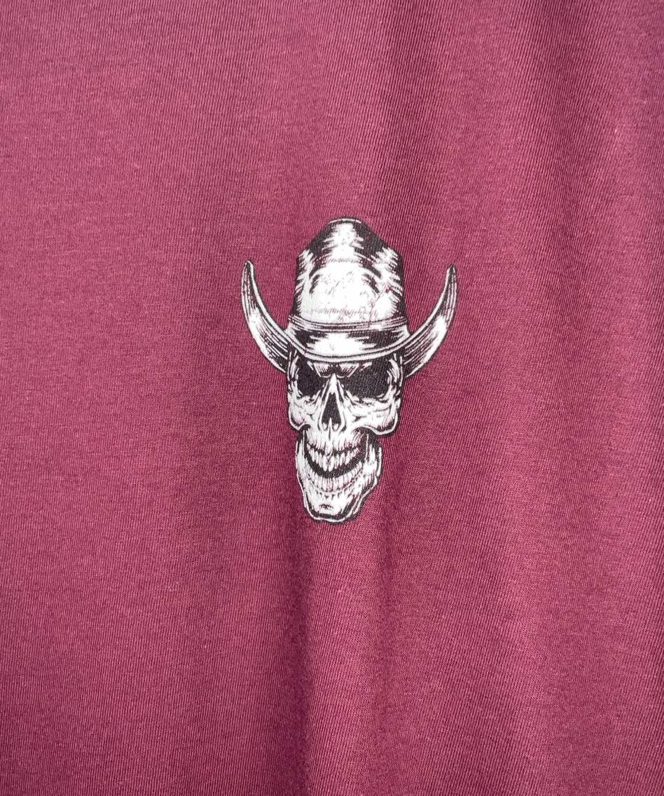 NWT Men Brad Paisley Moon Shine Spirit Skull Cross Guitars T-shirt Burgundy XXL gallery