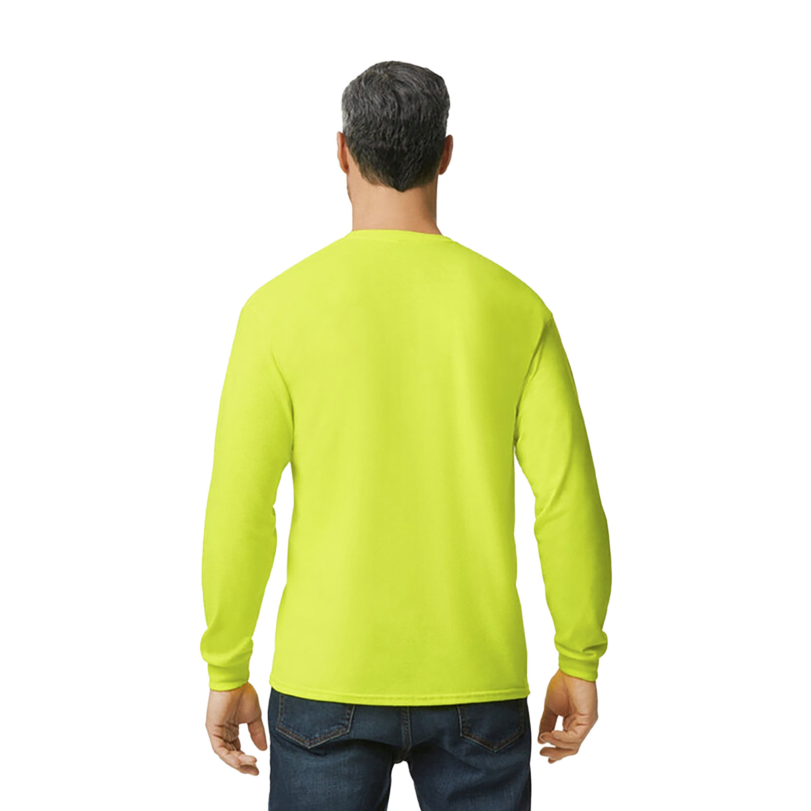 Gildan Safety Green & Orange Mens Tee Crewneck Long Sleeve T-Shirt S-3XL - 5400 gallery