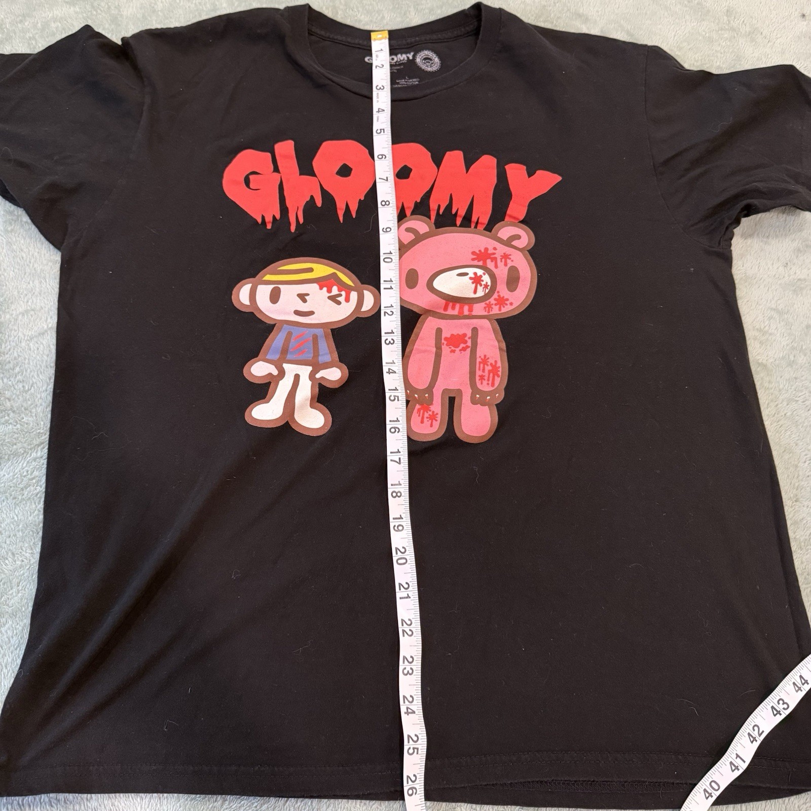 Gloomy Bear Graphic T-Shirt Black Anime Horror Tee Size L gallery