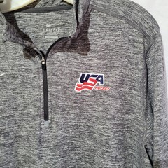Nike Dri-FIT Quarter Zip Pullover USA Hockey Gray Athletic TShirt Men’s Medium
