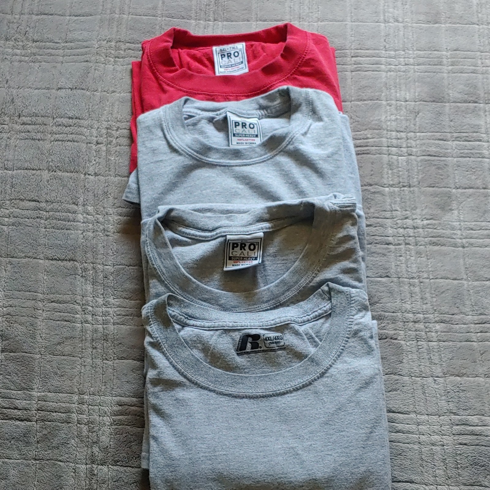 Pro Club Super Heavy Men's Cotton Jersey Crew Neck T-Shirt Lot Red Gray 4XL gallery