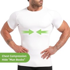 Mens Compression Undershirt Slimming Body Shaper Tummy Control Back Support