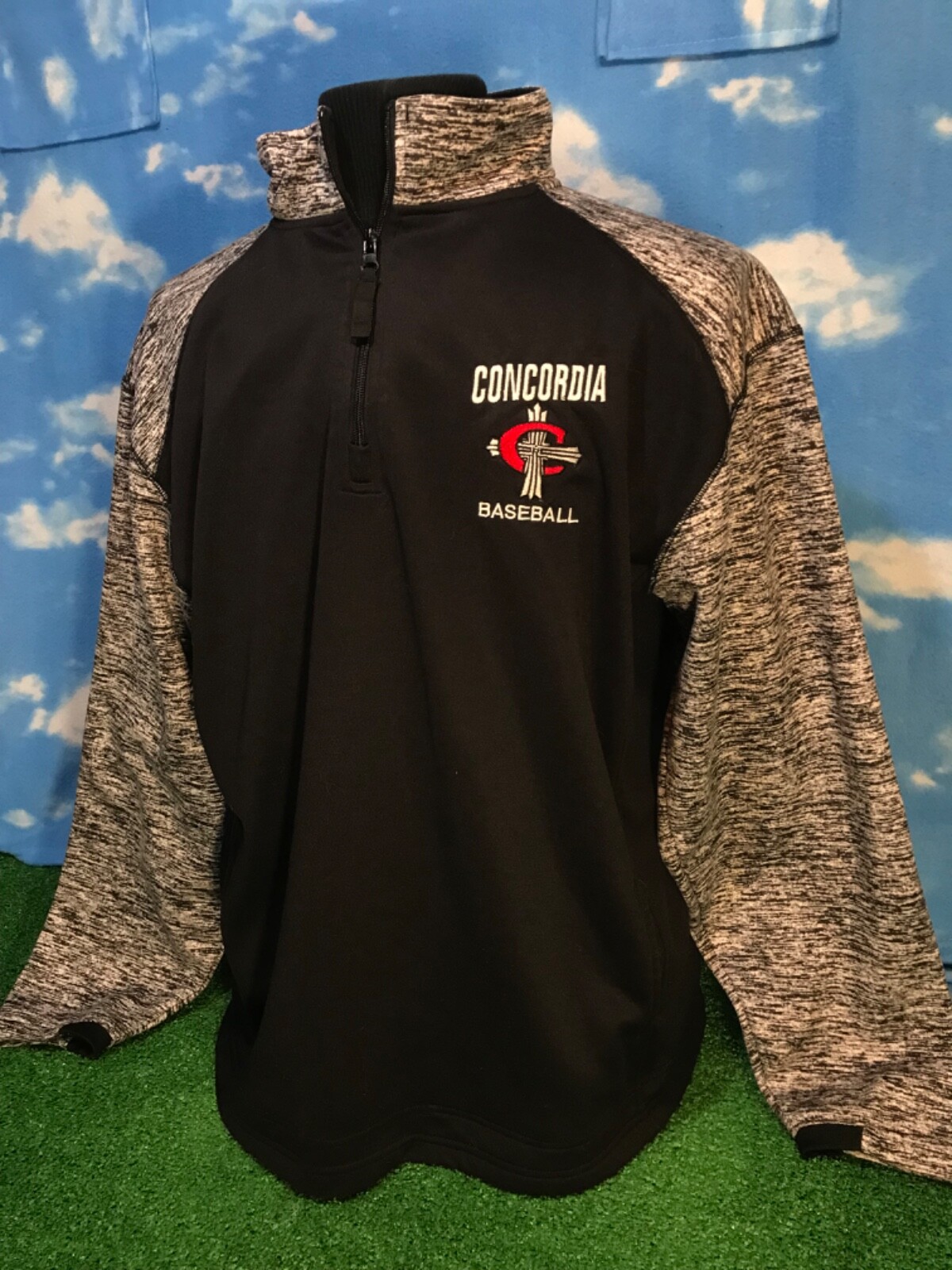 Concordia Cardinals Jacket Sweatshirt Pullover Large Baseball 1/4 zip black C42 gallery