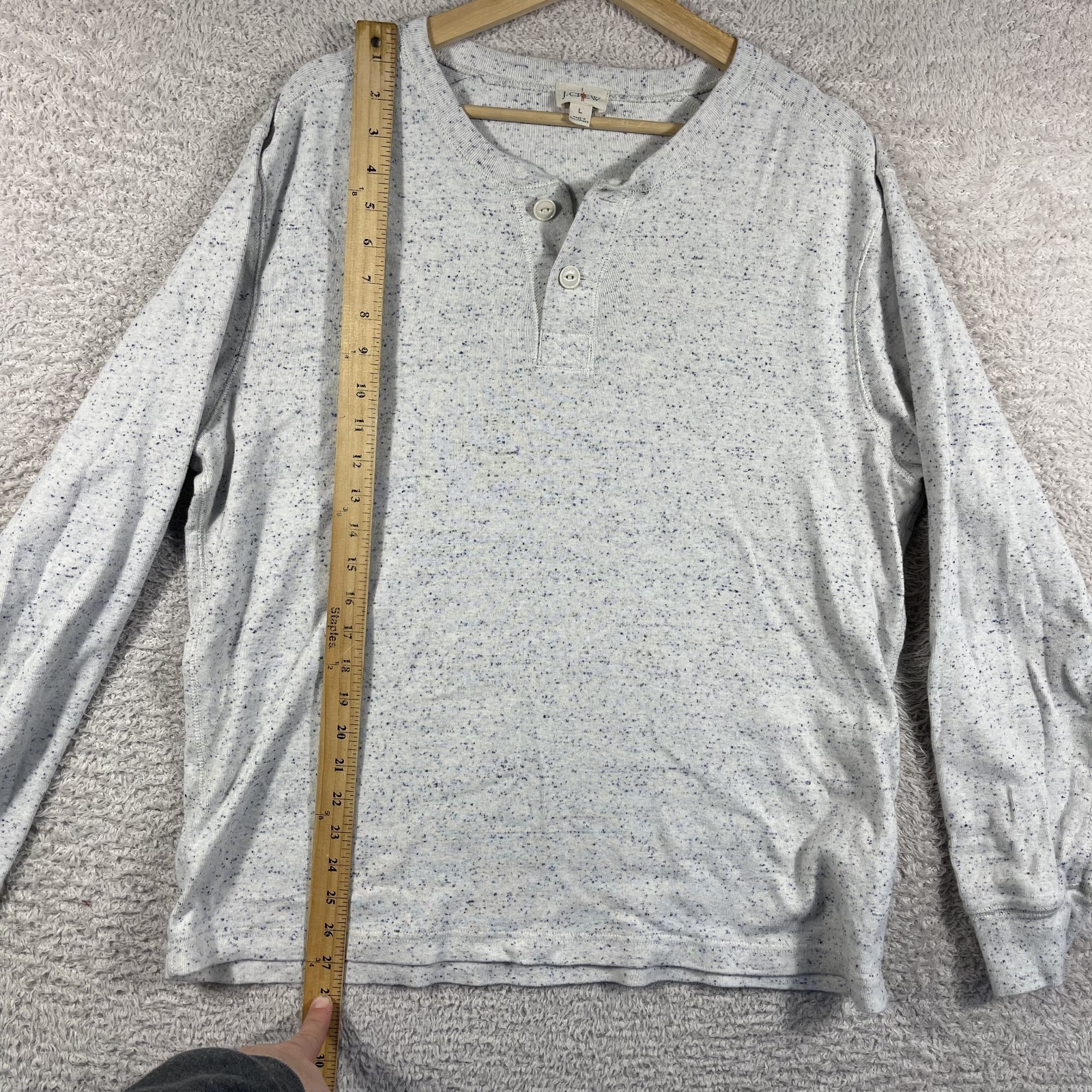 J. Crew Shirt Mens Large Gray Oarsman Heritage Brushed Rib Knit Henley Vintage gallery