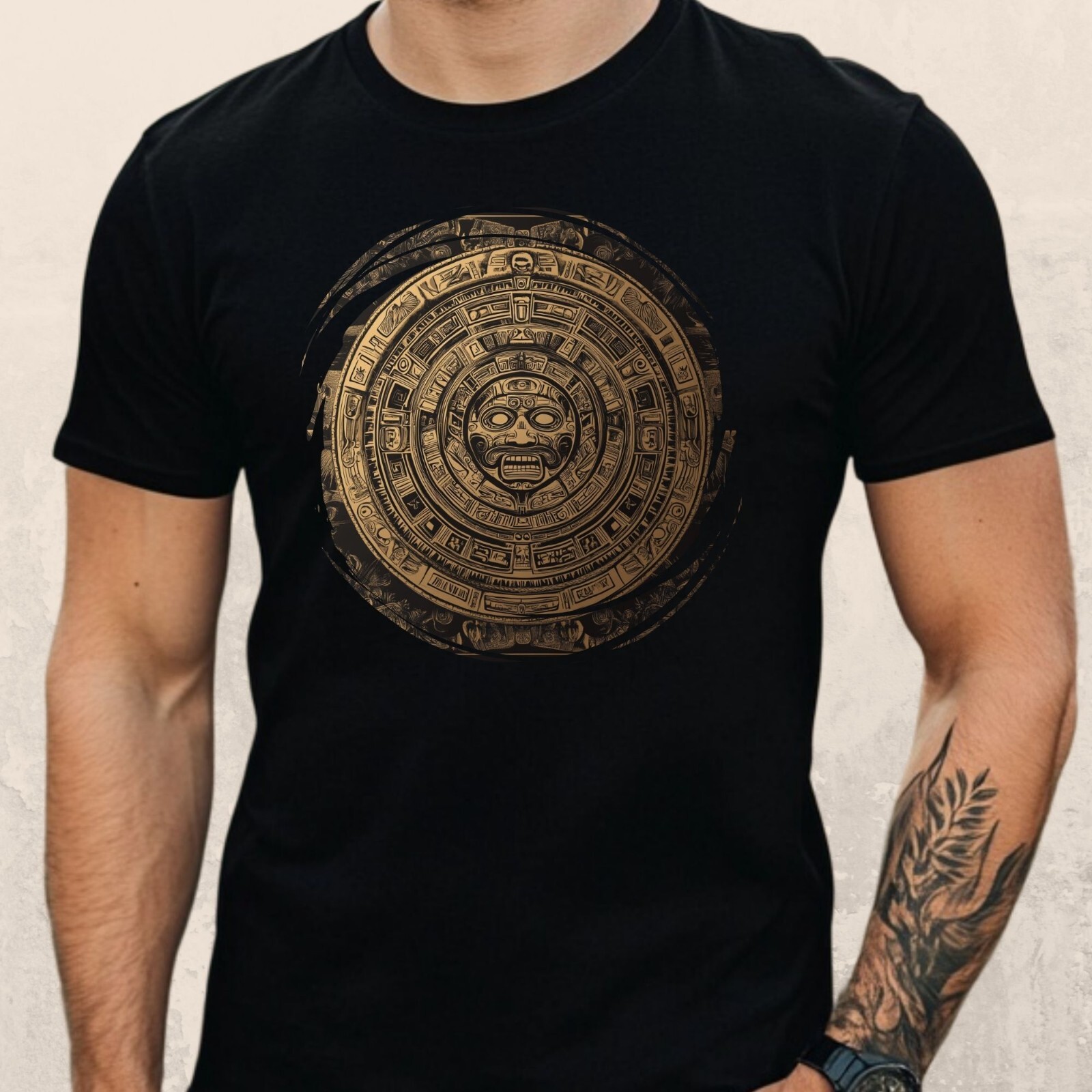 Mens Aztec Calendar Theme Cotton T-Shirt Size S to 5XL gallery