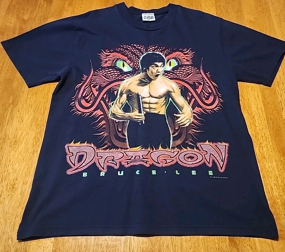 Vintage Bruce Lee Tee Medium Dragon 90s Martial Arts Top Heavy Made In Australia