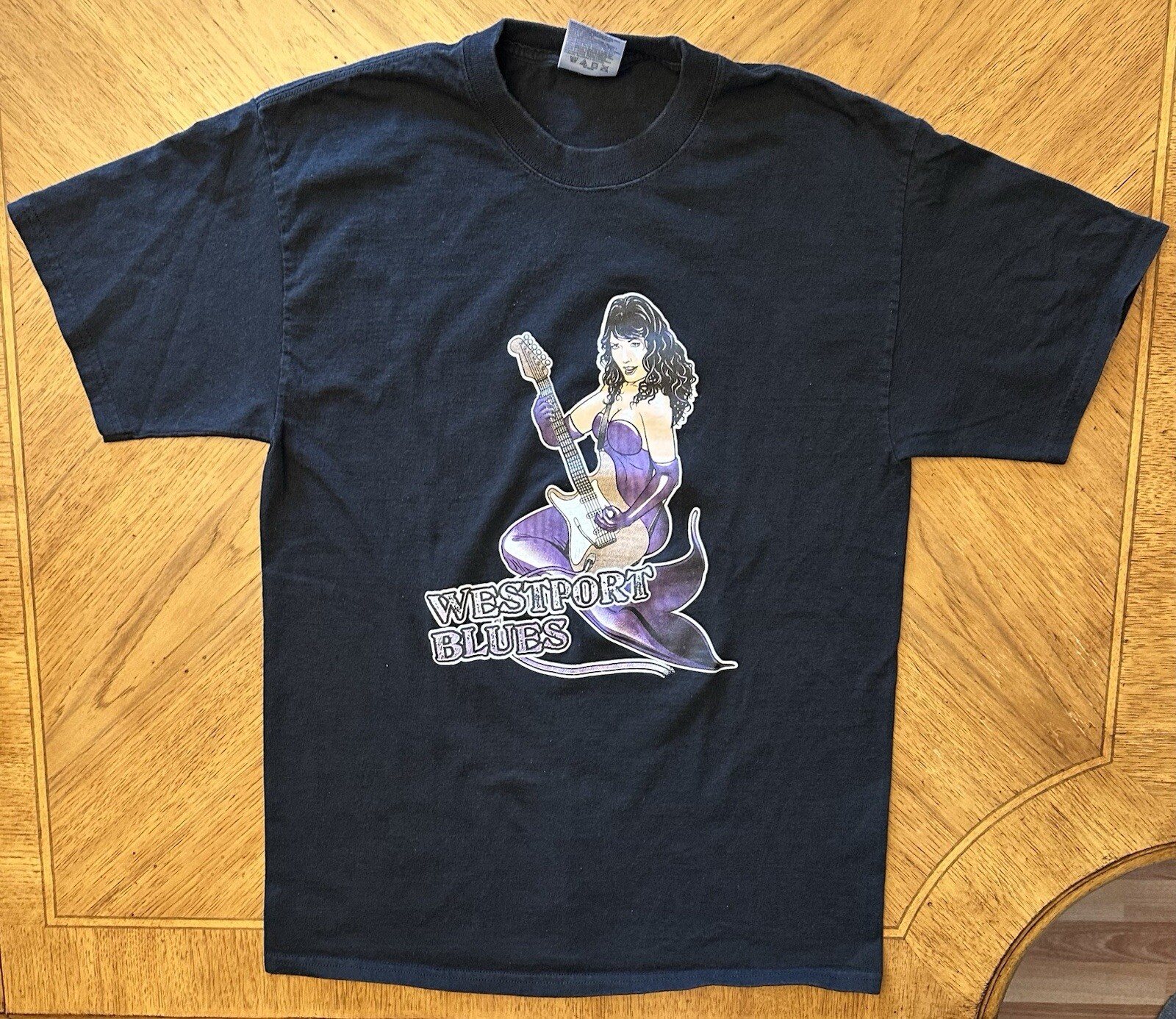 2012 Westport Blues Festival Tshirt Sz Medium Black Mermaid Graphic Double Sided