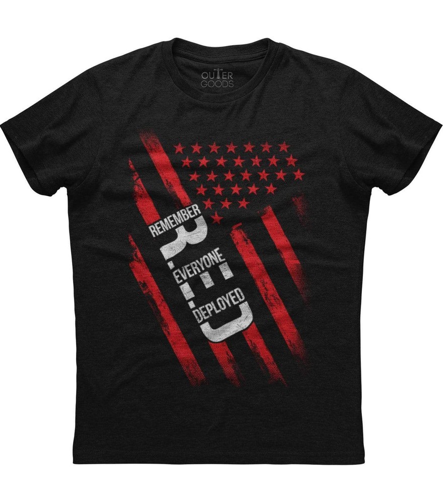 Remember Everyone Deployed, USA Flag Printed Men’s New Patriotic Black T-shirt