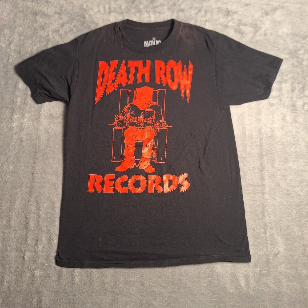 Death Row Records T-Shirt Size Medium Black Graphic Tee Hip Hop Rap Music Logo