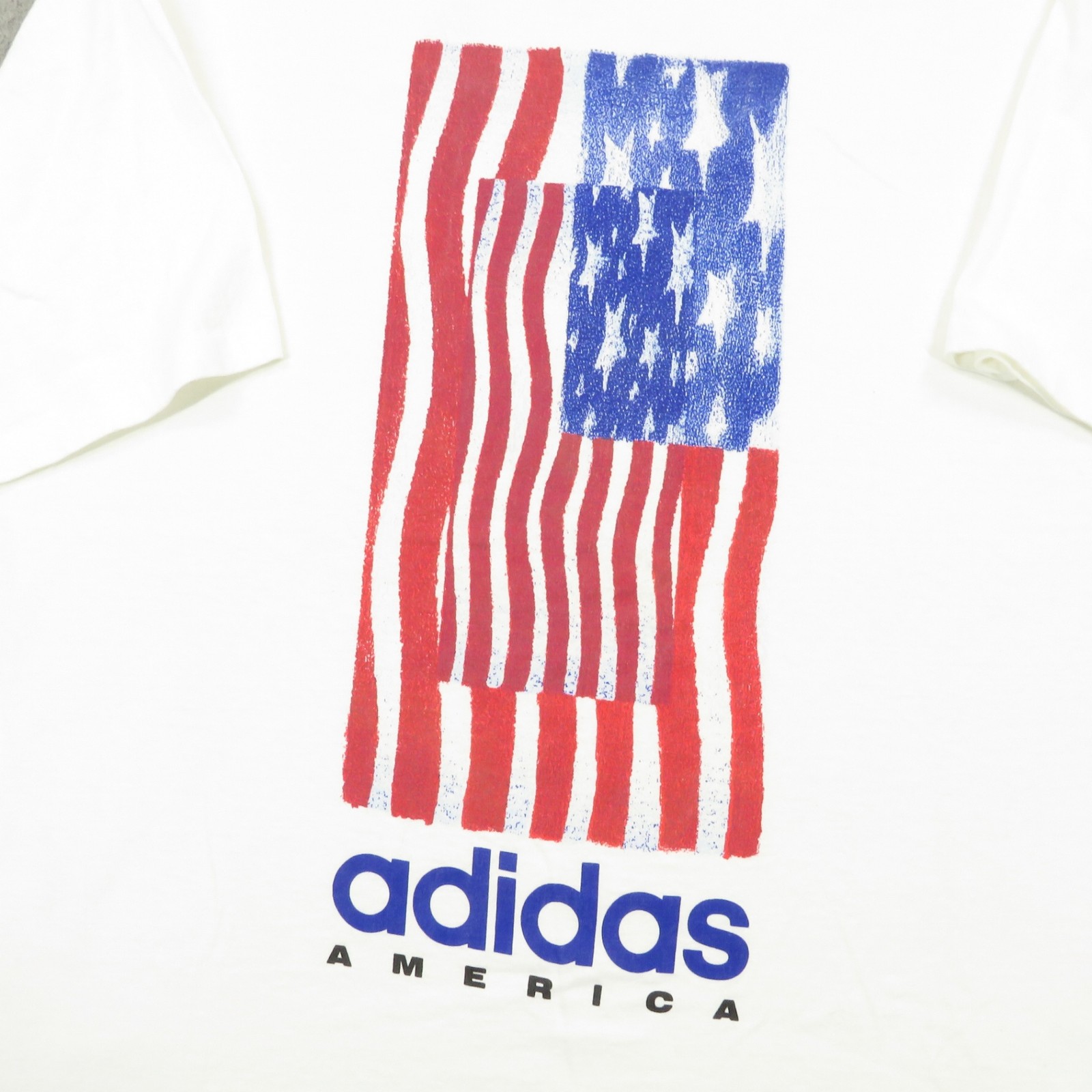 VTG Adidas Shirt Men XL 90s USA American Flag Graphic Tee Spellout Single Stitch gallery
