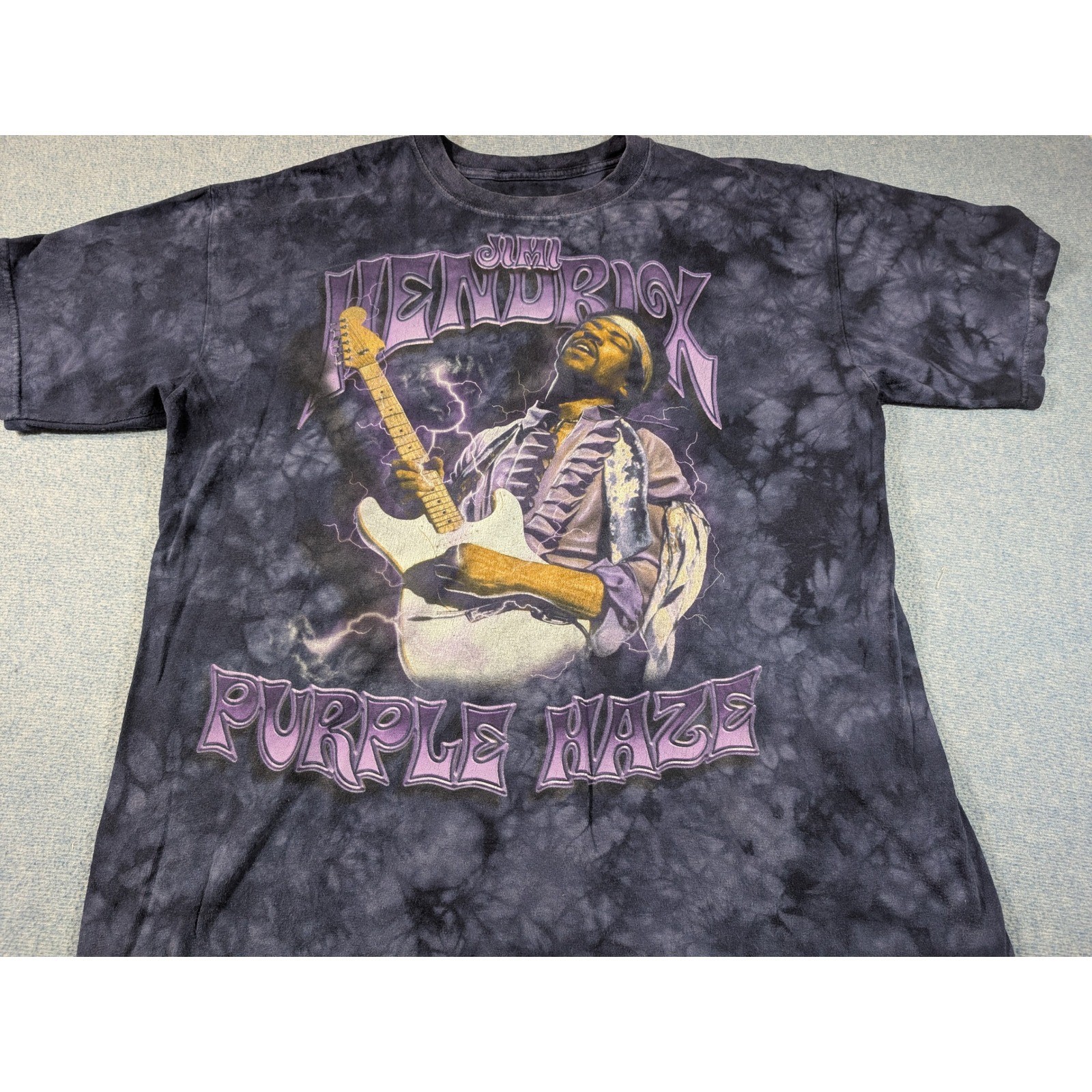 Jimi Hendrix Purple Haze Tie Dye Graphic T-Shirt Mens Large Purple Black Rock gallery