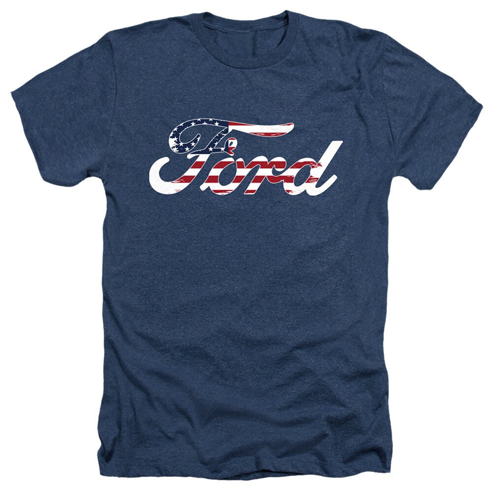 Ford American Flag Logo Licensed Adult T-Shirt gallery