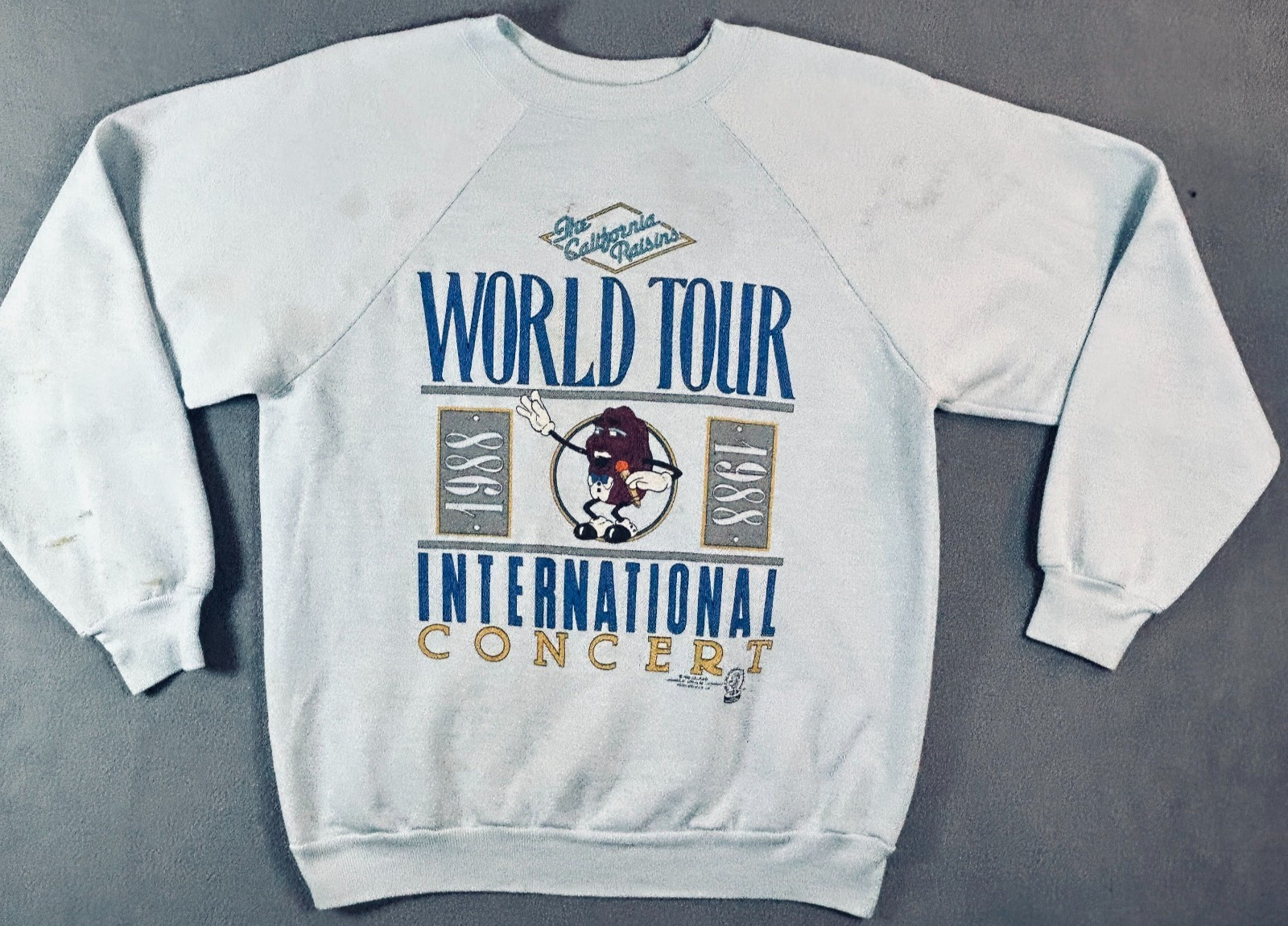 Vintage 1988 California Raisins World Tour Sweatshirt Gray Graphic Concert gallery