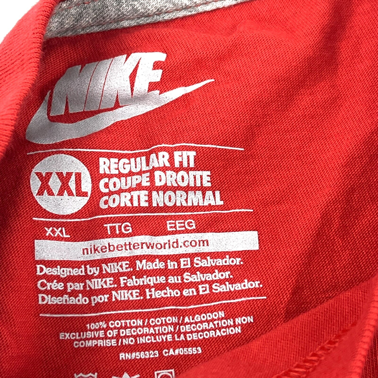 Nike Classic Apple Red Sport Solid Regular Fit T-Shirt Men's Size 2XL gallery