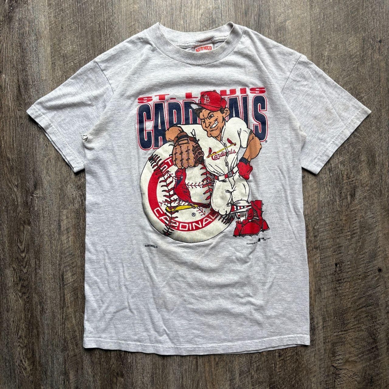 Vintage 1995 Heather Grey Nutmeg Mills MLB St. Louis Cardinals Youth Tee