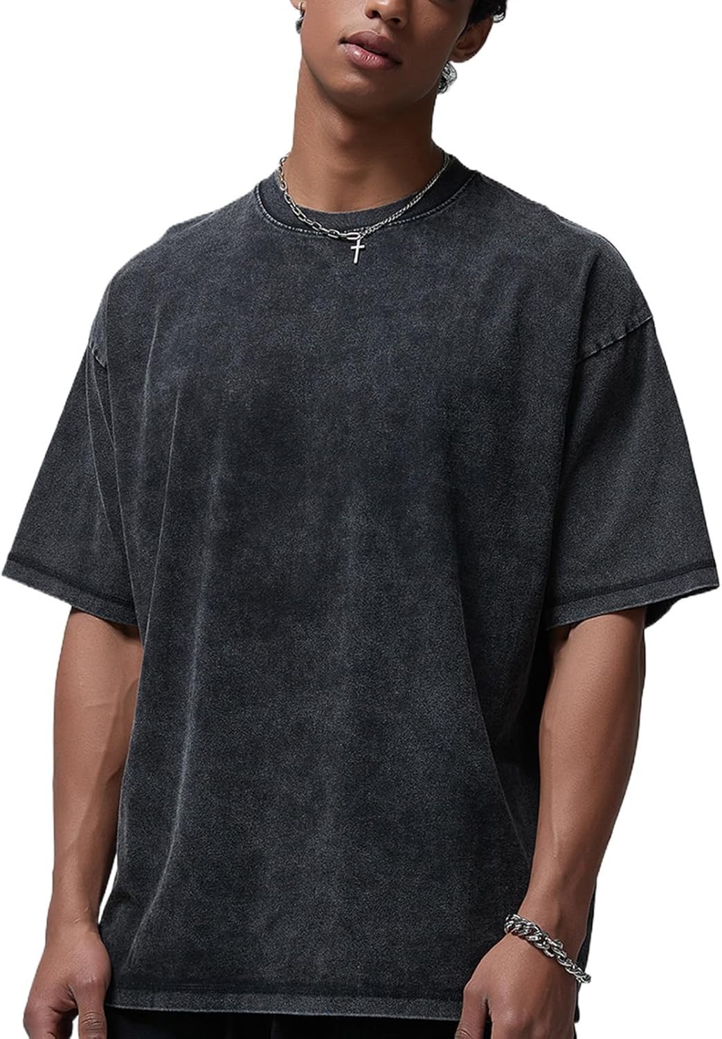 Vintage Men's T-Shirt Oversized Acid Wash Tee 100% Cotton Trending Streetwear gallery