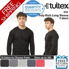 🔥 Tultex Men Poly-rich Blend ring-spun Long Sleeve T-shirt Up To 3XL 242