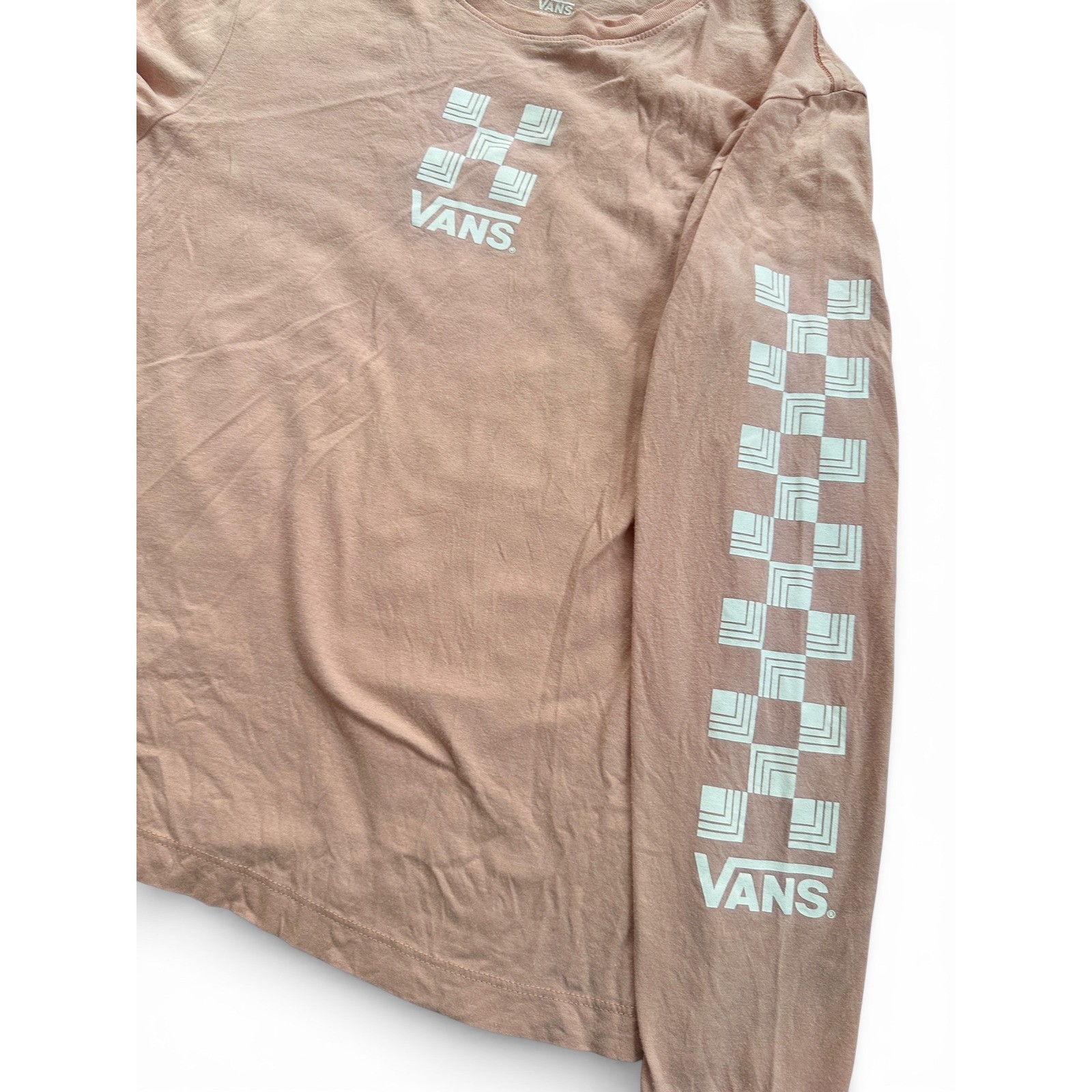 Vans mens Long Sleeve Graphic T-Shirt Pink Checkerboard Logo VN0A7S1V Medium gallery