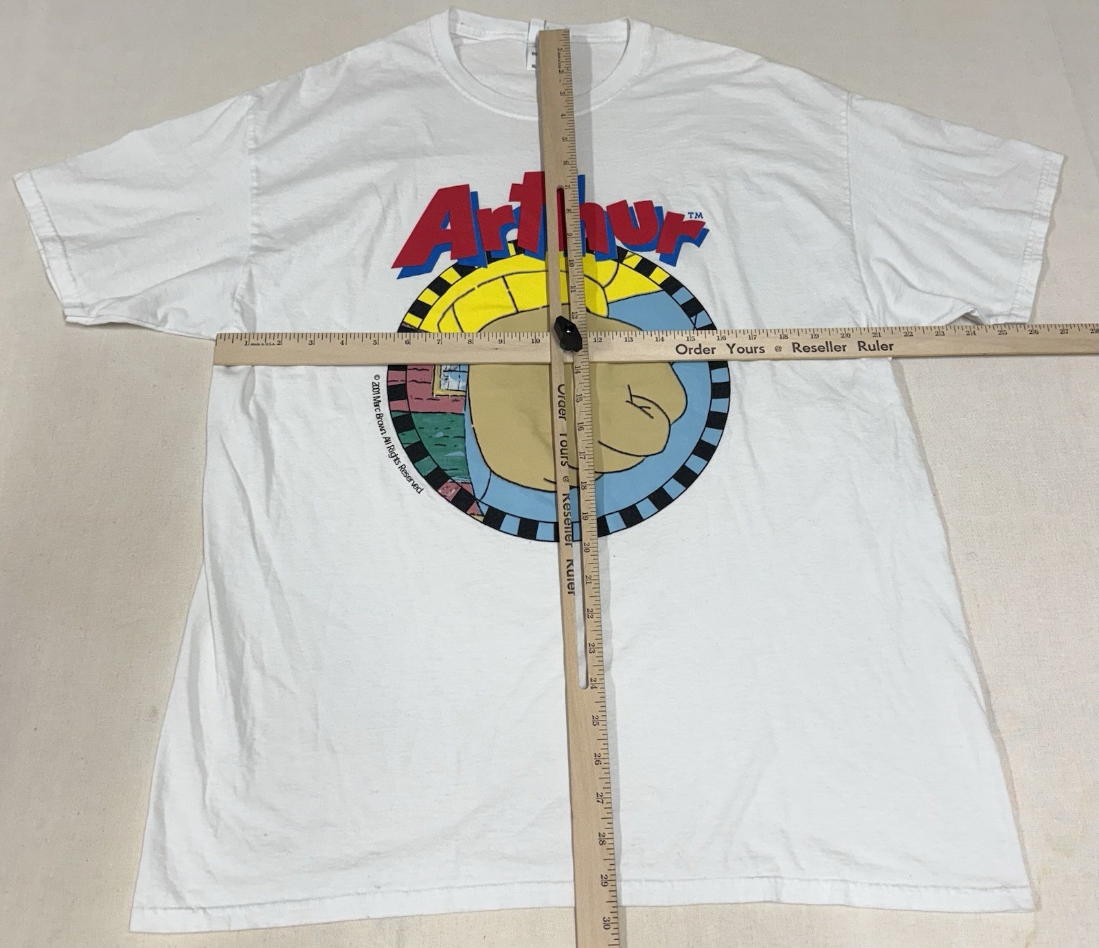Vintage Arthur Clenched Fist Meme T Shirt 2001 PBS Marc Brown White Mens XL 97 gallery