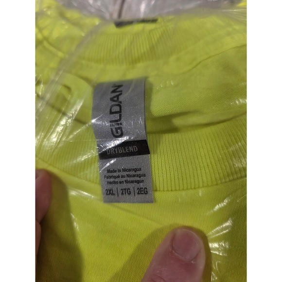 3- Gildan Mens DryBlend Long Sleeve T Shirt Safety Yellow 2XL High Vis gallery