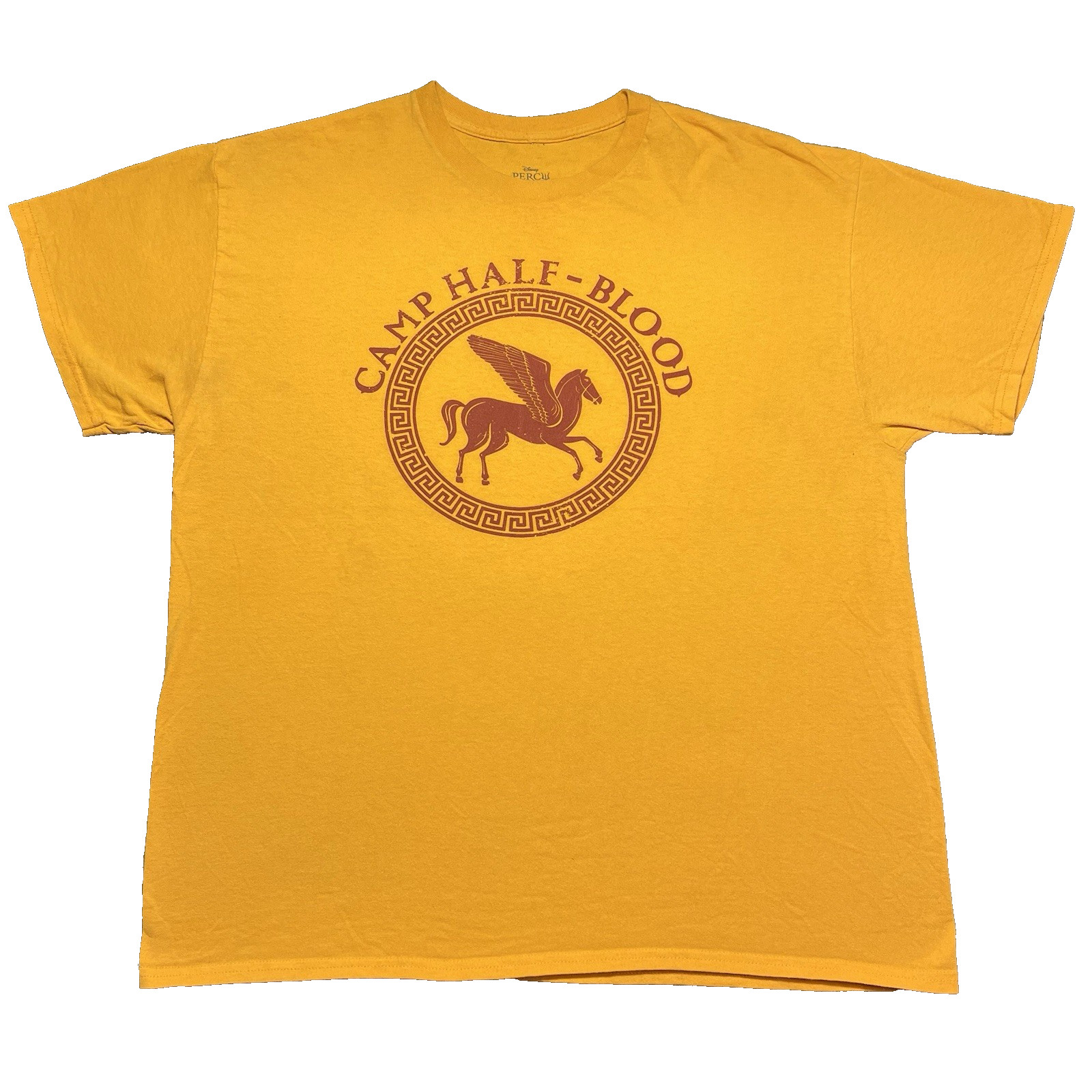 Camp Half Blood Percy Jackson Tee XL Orange Pegasus Crest Shirt gallery