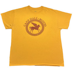 Camp Half Blood Percy Jackson Tee XL Orange Pegasus Crest Shirt