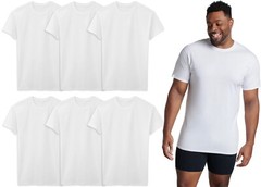 6 White Tall Man LT 42-44 Inch Crew Neck T-Shirts Fruit Of The Loom 107-112 CM