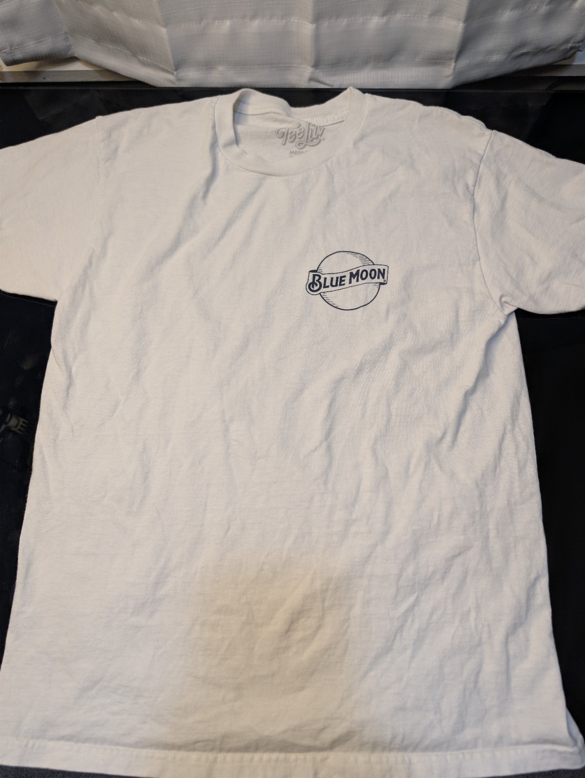 Tee Luv Blue Moon T-Shirt Men's Size M White Draft Beer Graphic Logo Tee gallery