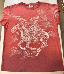 Vintage Kingstree Classic Striped Horses & Native American West 1992 Print Sz L