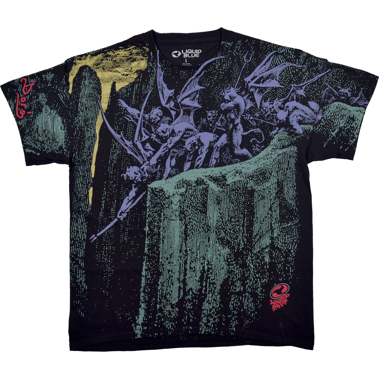 Dore Demons Black T-Shirt Liquid Blue gallery