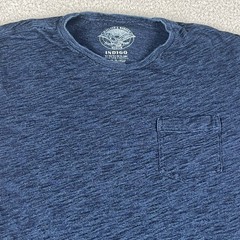 Wallace & Barnes Shirt Mens Medium Indigo Blue Short Sleeve Pocket Crew Neck