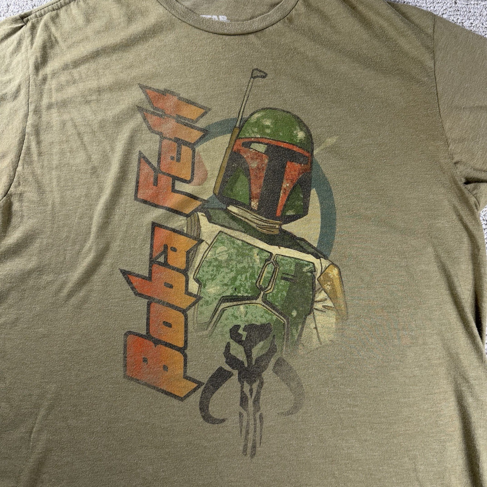 Star Wars Boba Fett Villain Graphic Distressed T-shirt Olive Green Men’s Size XL gallery