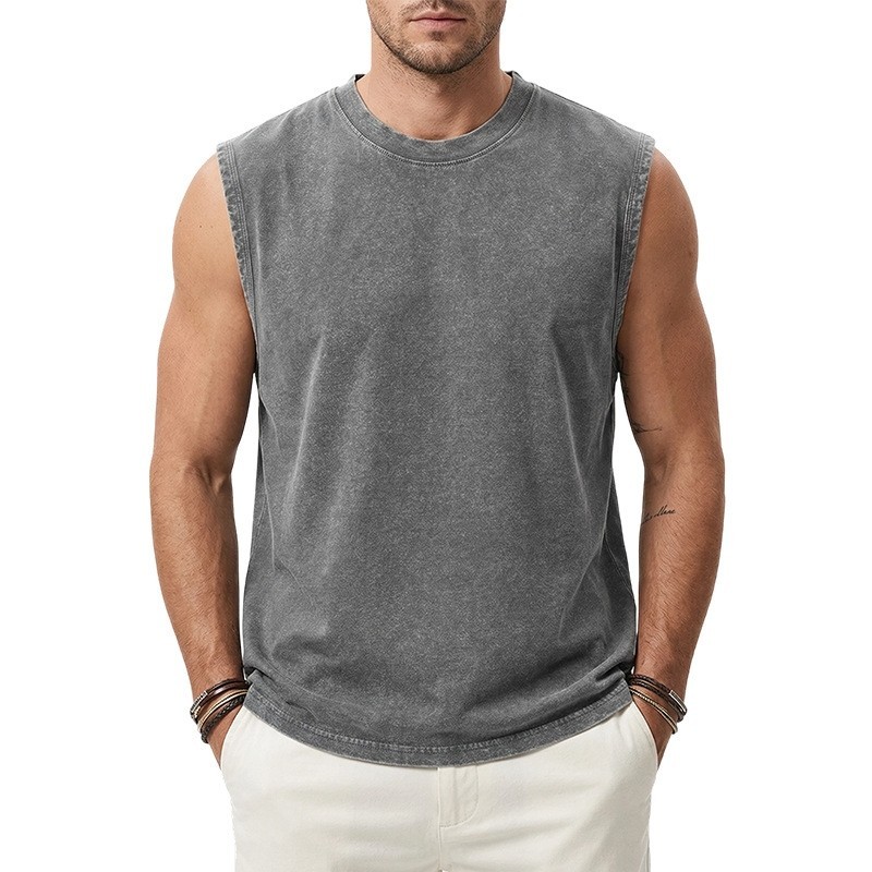 Men's Washed Cotton Sleeveless Tank Top Loose Fit Summer Vest ✅ Buy 2 Save More gallery