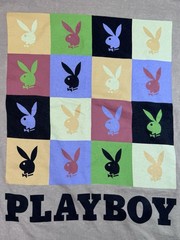 Playboy Bunny’s Pop Art Checkered Print Graphic Printed Tee Shirt XL Retro