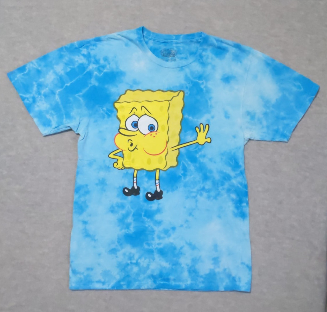 SpongeBob Square Pants Men’s Tye Die T shirt Blue Size Medium Nickelodeon Tee