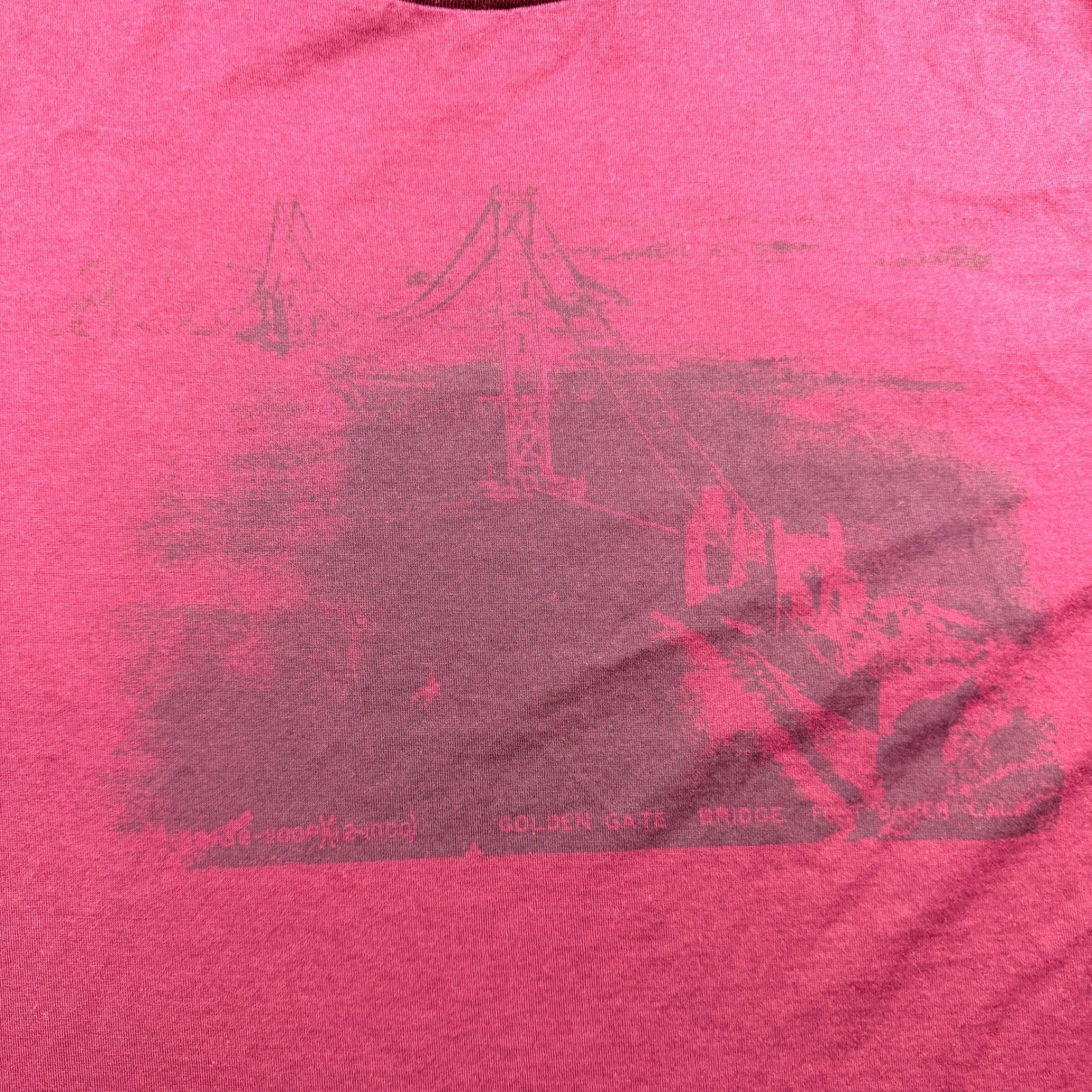 Murano Liquid Luxury Slim Fit TShirt Men's XL Burgundy Golden Gate Bridge Cotton gallery