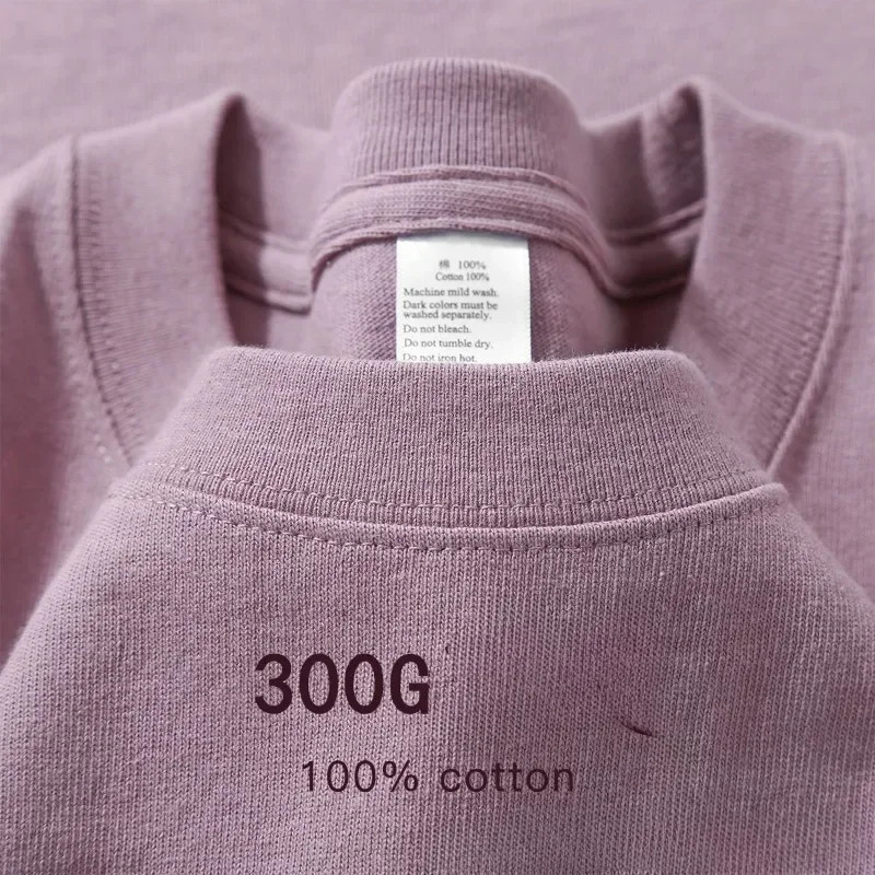 Men's Heavy Duty 300g American Pure Cotton T-Shirt Oversized Casual Short Sleeve gallery