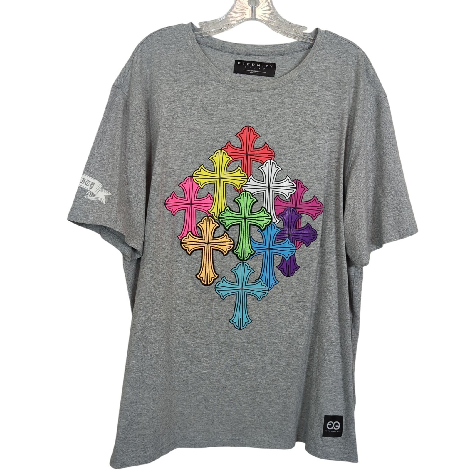ETERNITY BC / AD short sleeve gray TShirt Tee colorful Celtic Crosses sz 2XL