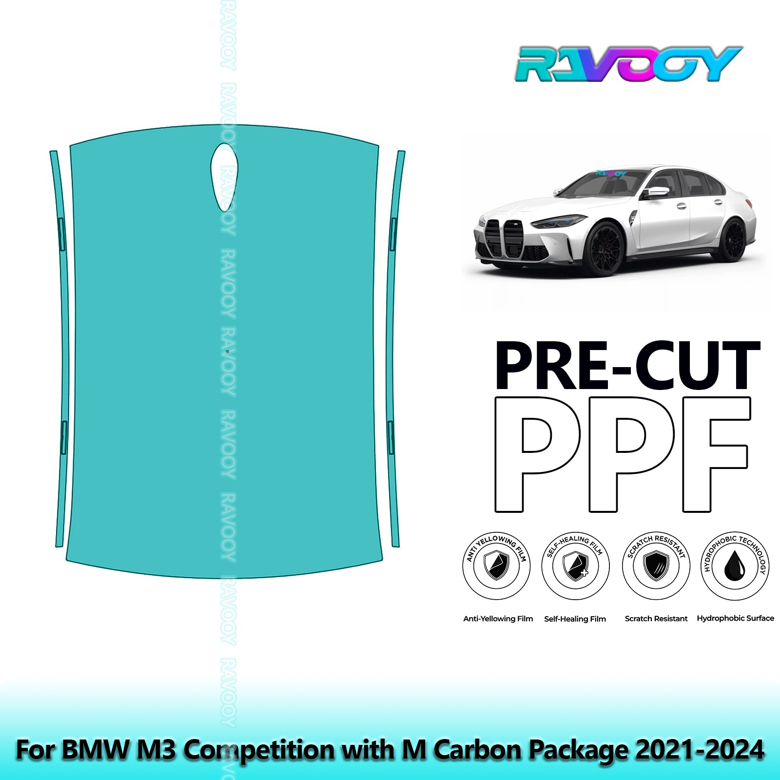 Paint Protection PPF Kit For BMW M3 Competition with M Carbon Package 2021-2024