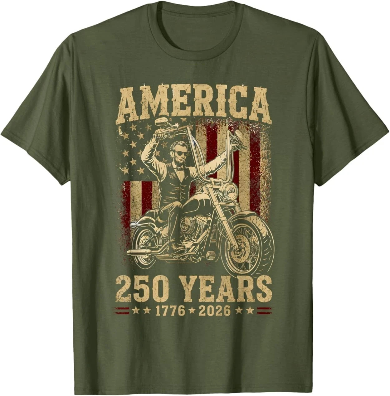 Vintage Abraham Abe Lincoln Riding a Motorcycle 250 Years T-Shirt gallery