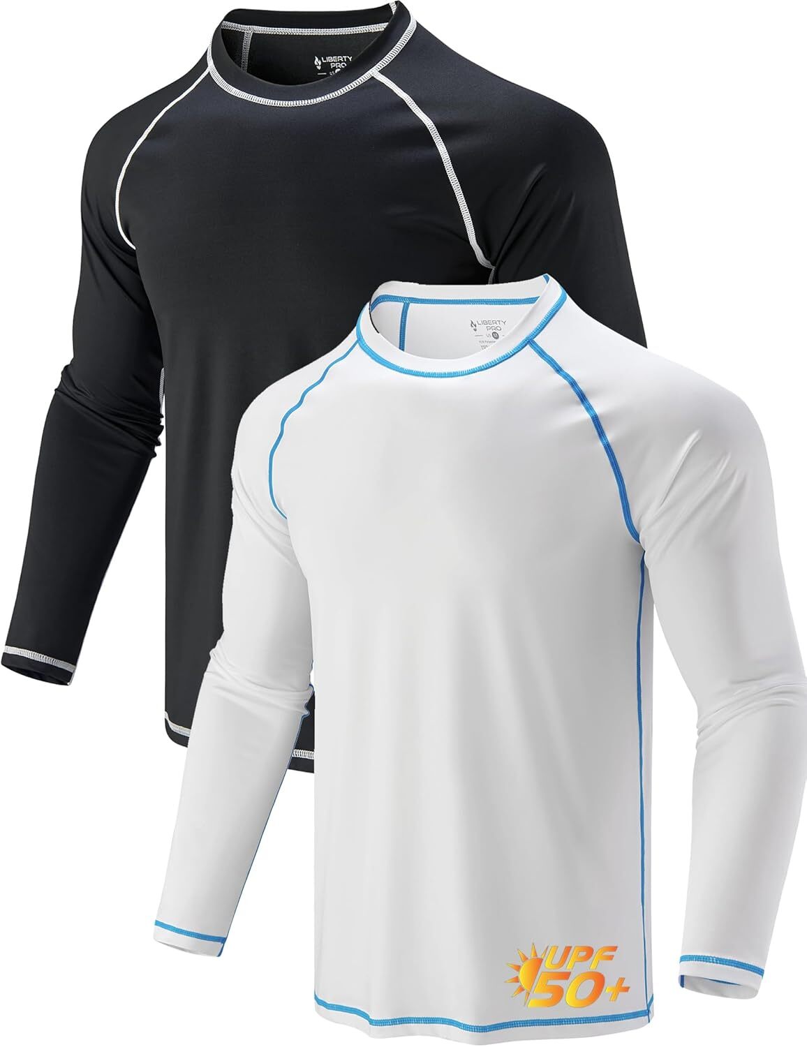 2-Pack Men’s UPF 50+ Sun Protection Long Sleeve Rash Guard ?C Quick Dry Shirts