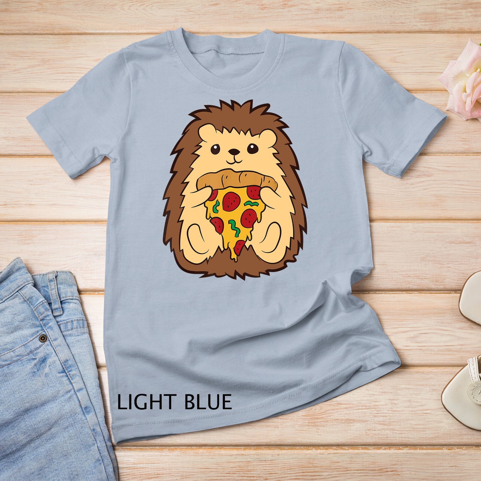 Cute Hedgehog Eating Pizza Kids Fast Food Pizza Lover Gift Unisex T-shirt gallery