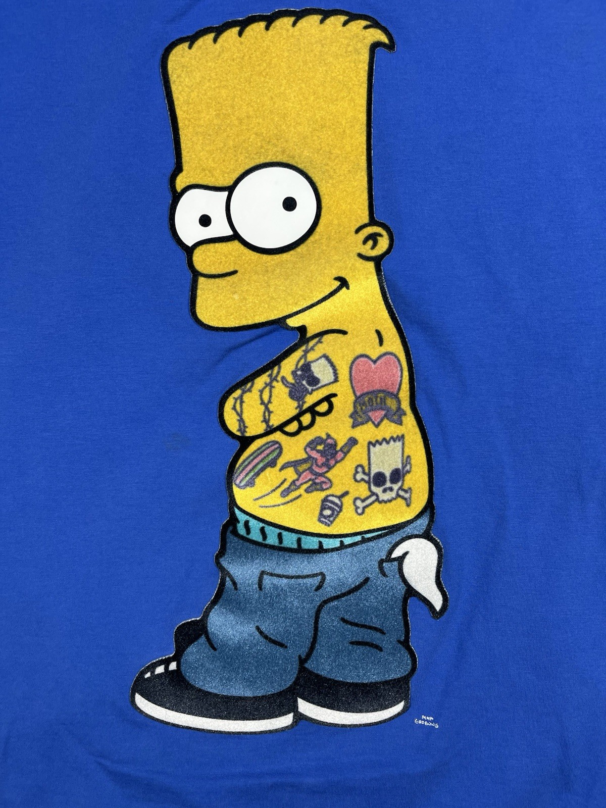 The Simpsons Bart Simpson Tattoo Graphic T-Shirt Blue Mens Sz M 20th Century Fox gallery