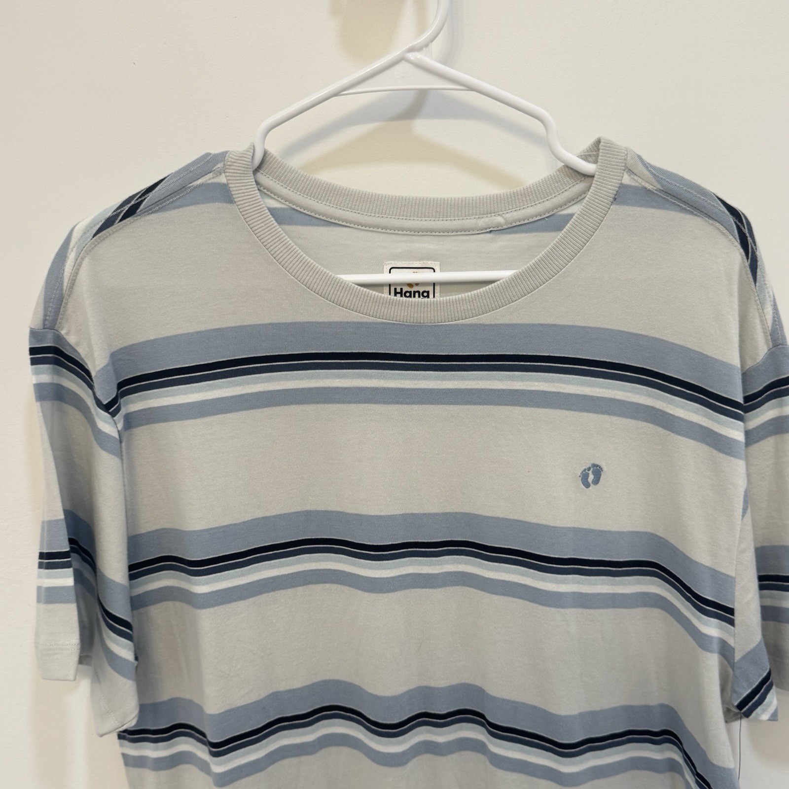 Hang Ten Light Blue L Men's T-Shirt Striped Embroidered Logo Short Sleeve NWT gallery