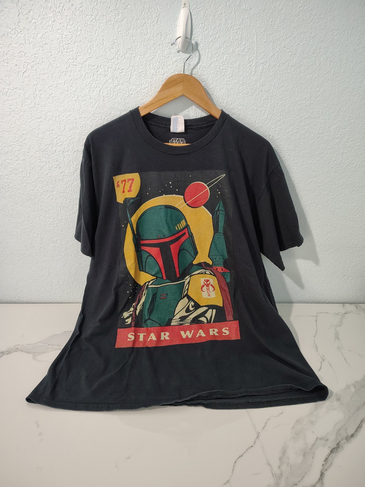 Star Wars Boba Fett T-shirt Black Retro '77 Bounty Hunter Tee 2xlarge: B120 gallery